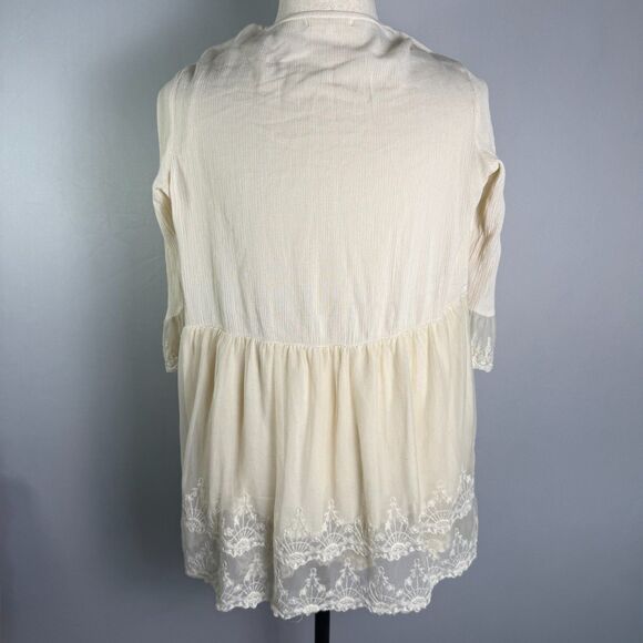 Indigo Soul Ivory Lace Tunic, Long Sleeves, Lined, Soft, Boho, Size Med 2/$25 - Picture 2 of 9